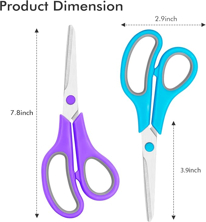48 Pack Scissors Bulk, 8 Inch Sharp Scissors All Purpose for Office School Classroom, Shear Fabric Sewing Craft Cutting Paper for Adults Teachers Students, School Supplies for Right/Left Handles