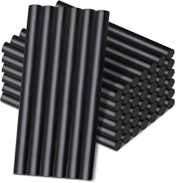 Manarty Black Hot Glue Stick, 48 PCS 0.27" Dia x 4" Long Mini Hot Melt Glue Sticks Colored, Adhesive EVA Glue Sticks for Sealing Repairing Stamp DIY Art Handmade Car Craft Decoration Office Project