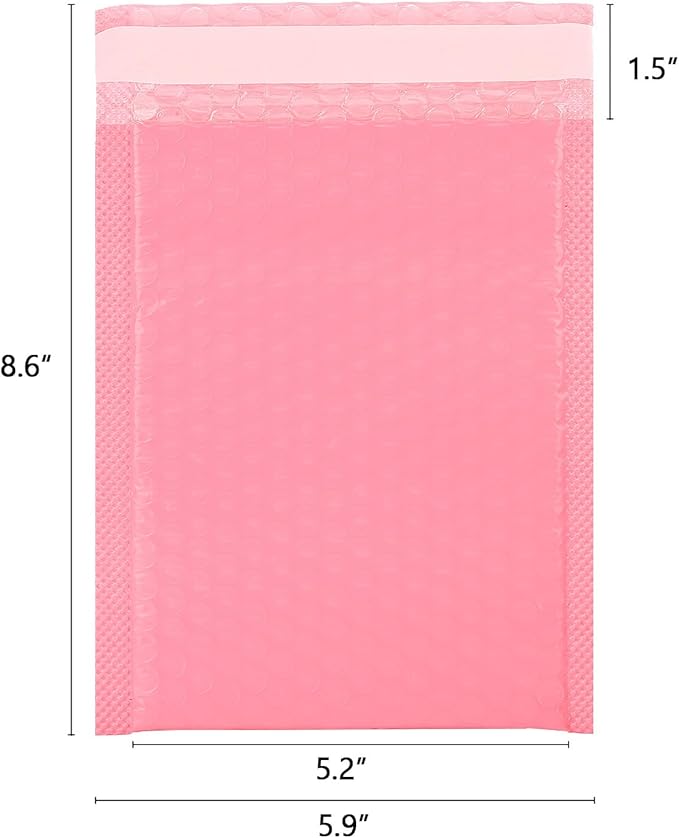 40 pcs Bubble Mailer Envelopes 7 x 5.2 Inch, Waterproof Self Seal Bubble Envelopes Padded Mailers for Small Business, Pink