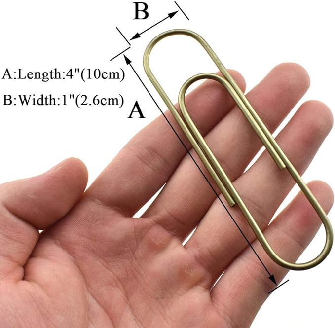 HAHIYO Paperclips 4 inch (100mm) Extra Large Paper Clips Sturdy Bright Brown Vinyl Coated Prevent Scratching Tearing The Pages for Bookmark Organize Home Office School 14 Pack