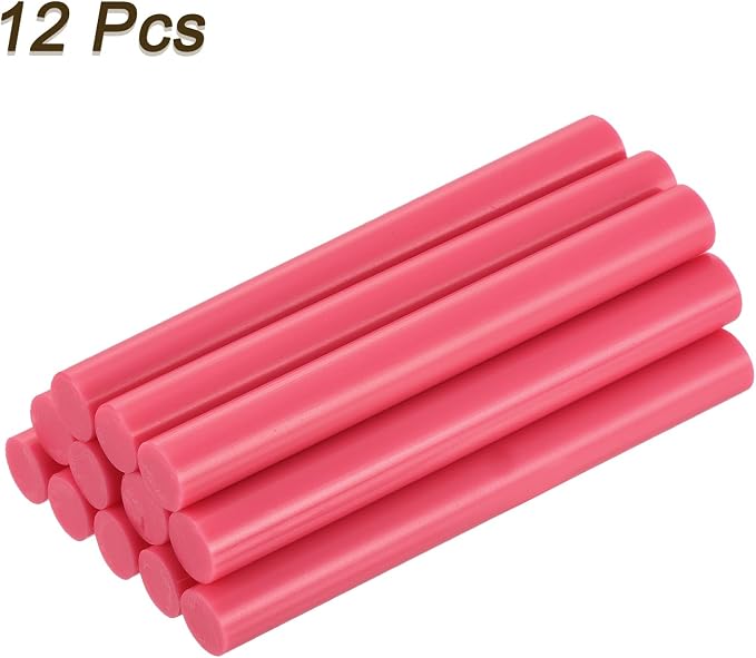 uxcell 12pcs Mini Hot Glue Sticks for Glue Gun 7/16 x 4 Inch Large Glue Sticks, 11 x 100mm Pale Red