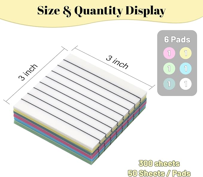 Transparent Sticky Notes Lined 300 Sheets 3"X3" Lavender PET Material | Clear Translucent Self-Adhesive Sticky Notes for Back to School & Office Supplies, See Through Reveals Underlying Bible Text