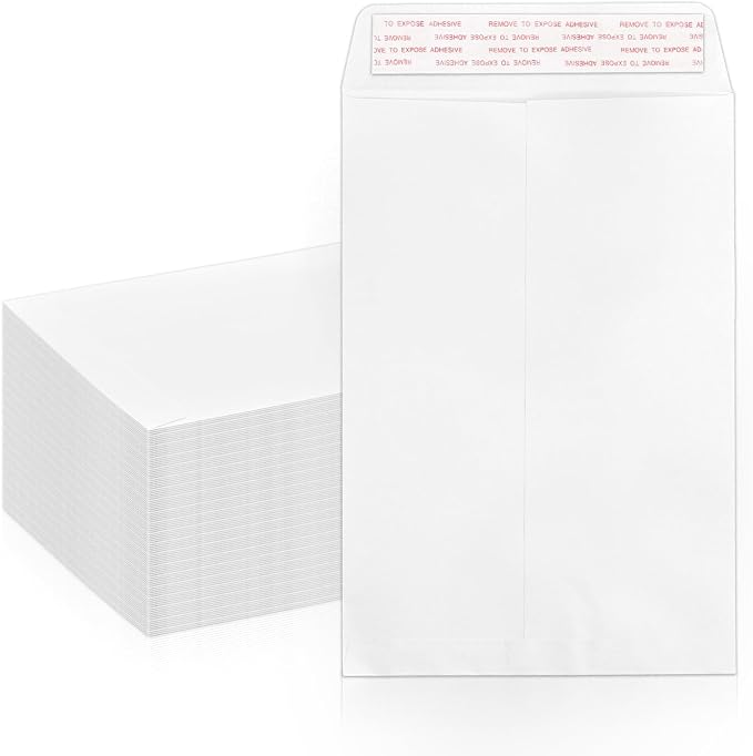 Goefun Catalog Envelopes, White, 6x9, 100 PCS | Self Seal, 100 GSM, Manilla Envelopes, For Documents, Letters, Brochures, Photos