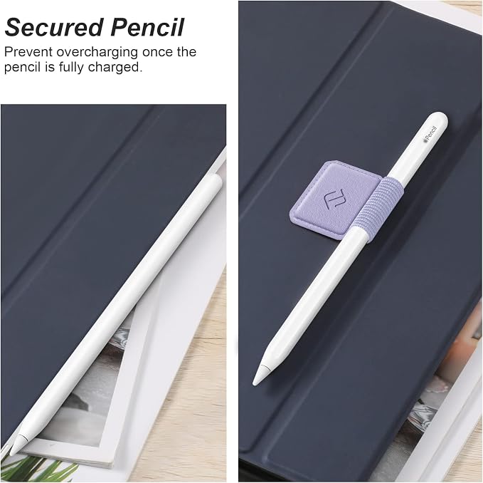 Fintie 4 Pack Pen Loop Holder for Apple Pencil Pro, USB-C/1st/2nd Gen | Elastic Adhesive PU Leather Sleeve, Secure Pen Holder, Attaches to Tablet Cases, Fits Stylus Pens, Lilac Purple