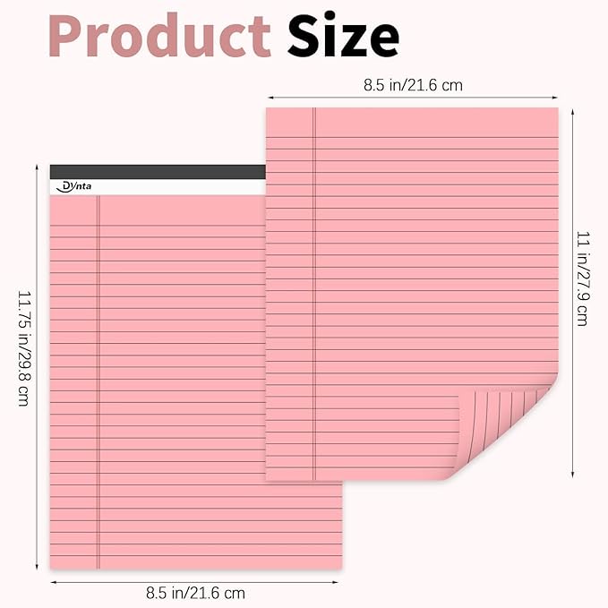 Dynta 24 Pack Colored Legal Pads, 1080 Sheets Wide Ruled Lined Writing Note Pads, 8.5 X 11.75 Inch, 45 Sheets Per Notepad