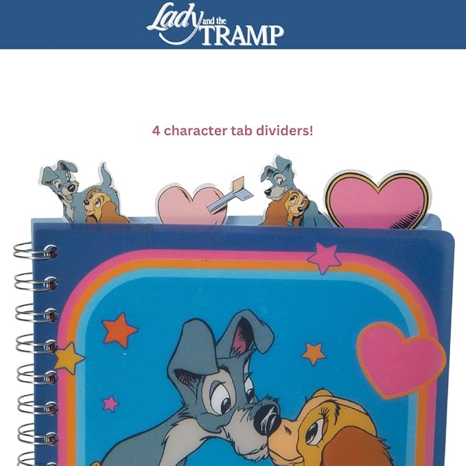 Disney Lady and the Tramp Tab Journal Notebook, Spiral Bound, 96 Lined Pages, 8 x 7 inches