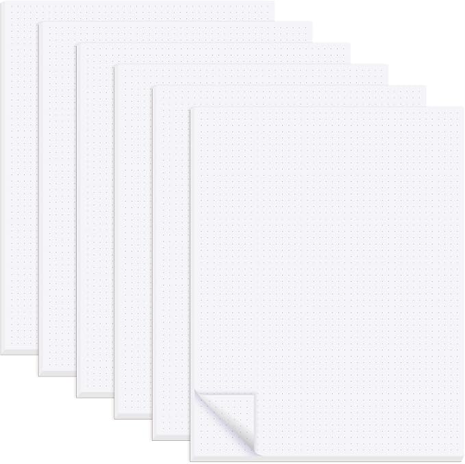 zmybcpack 6 Pack 8.5"X11" Dot Grid Desk Notepad, Dot Grid Paper Pad | Letter Size Dotted Note Pads for Office, School, and Home Use (50 Sheets/ Pad, Double Sided Printed)