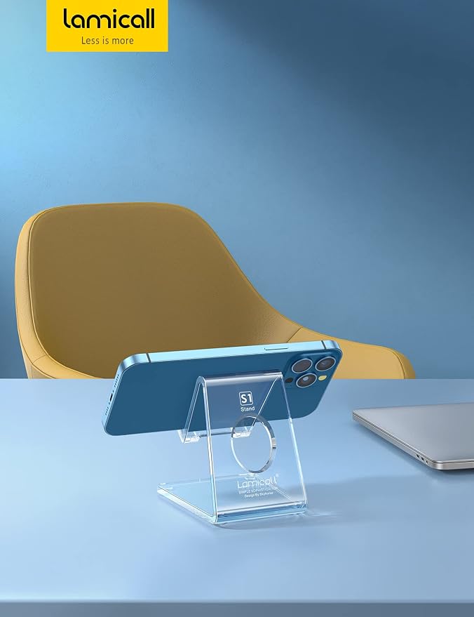 Lamicall Clear Acrylic Cell Phone Stand, Office Desk Decor Accessories | Office Cubicle Decor, Accessories & Workspace Organizers for Women, Teacher Desk Essentials, Cute Work From Home Supplies