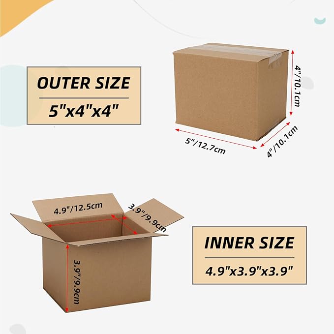 ZBEIVAN Shipping Boxes Mailers 5x4x4 inches Corrugated Cardboard Small Packing Kraft Moving Mailing Box, Pack of 40