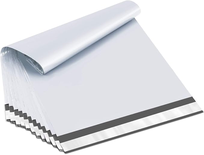 UCGOU 14.5x19 Poly Mailers White Shipping Bags Self-Sealing Waterproof and Tear-Proof 50 Pack | Self Seal Adhesive Waterproof Tear Proof Mailers Poly Bags Strong Mailing Envelopes Packing for Clothes Books Accessories