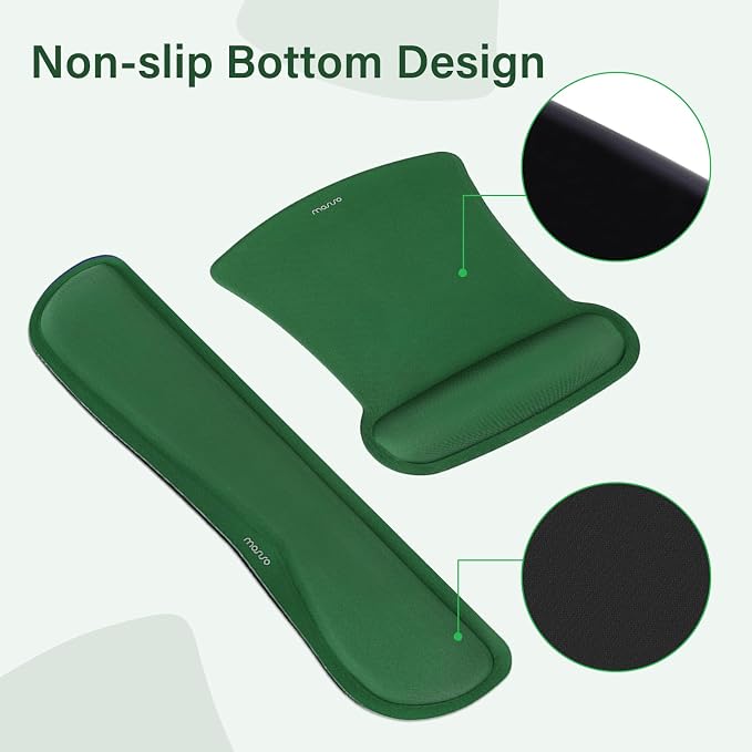 MOSISO Keyboard Mouse Pad Set, Large Gaming Mousepad&Keyboard Wrist Rest | Mouse Wrist Rest&Coaster, Ergonomic Non-Slip Mousepad&Easy Typing Cushion with Memory Foam for Home Office, Jungle Green