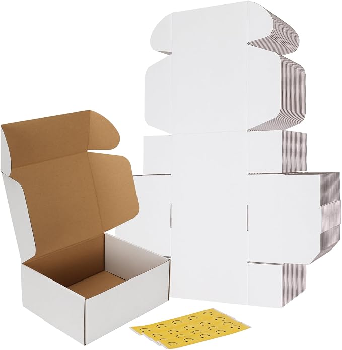 RLAVBL 10x8x4 Inches Shipping Boxes Set of 20, White Small Corrugated Cardboard Box, Mailer Boxes for Packing Small Business