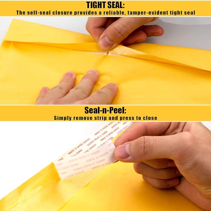 Acrux7 5 x 7" Bubble Mailers, Padded Mailing Envelopes 50 Pack, Kraft Bubble Mailers Self Seal Padded Envelopes with Peel-N-Seal, Heavy Duty Tear and Lightweight, Christmas Gifting envelopes