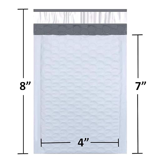 SALES4LESS - Poly Bubble Mailers, Waterproof & Cushioned Padded Envelopes for Shipping, 4 x 8 in (50 Pack, White)