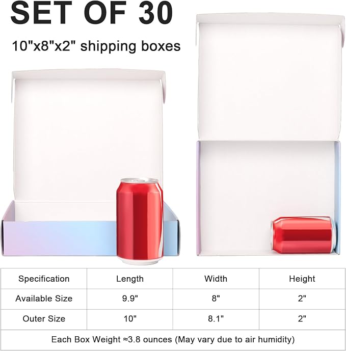 Shipping Boxes 10"x8"x2" Cardboard Boxes: 30-Pack Purple Gradient Mailer Box - Boxes for Packaging Small Business