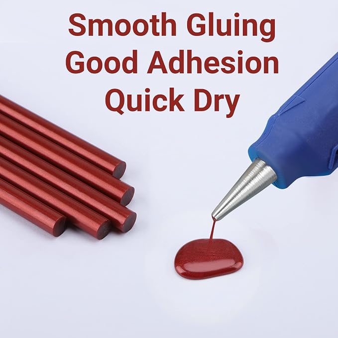 Red Hot Glue Sticks Mini, 36 Pack Hot Melt Glue Sticks Colored Small Size, Adhesive Sealing Wax Sticks for Stamp, Crafting, Christmas Cards, Decoration, Repairs, 4" Long x 0.27" Dia