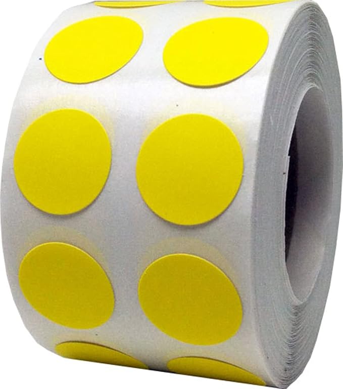 Hot Yellow Color Coding Labels for Organizing Inventory 0.50 Inch Round Circle Dots 1,000 Total Adhesive Stickers On A Roll