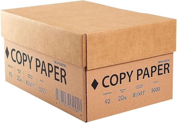 8.5" x 11" Copy Paper, 20 lbs., 92 Brightness, 500 Sheets/Ream, 400 Reams/Pallet