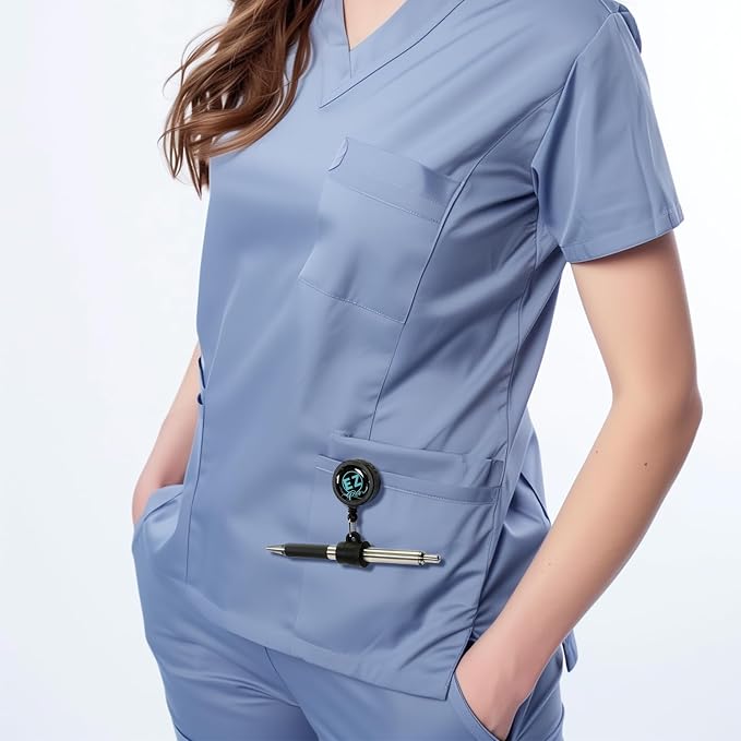 Better Labz EZ PEN Retractable Pen Reel for Nurses, Teachers, Waitresses, Carpenters, Construction Workers, Contractors & Pros (Non-Stop Blue)
