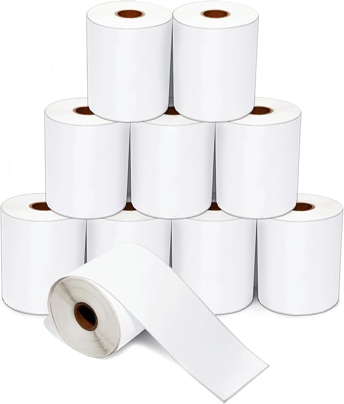 4" X 130 ft Direct Thermal Continuous Feed Labels (10 Rolls) | Cut-to-Length Labels for Shipping and Warehouse Workflows - 1" Core Compatible With Zebra and Rollo Printers