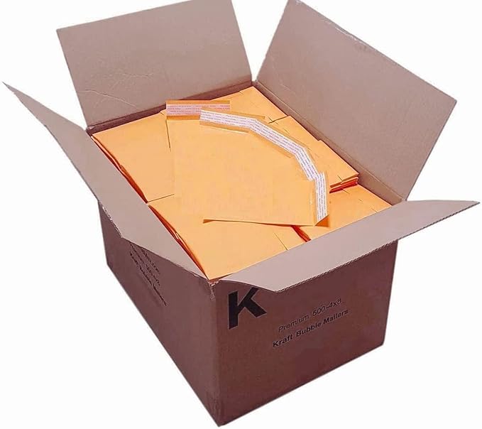 iMBAPrice 500#000 4x8 Kraft Bubble MAILERS Padded ENVELOPES (4 x 8) - Total 500 Envelopes