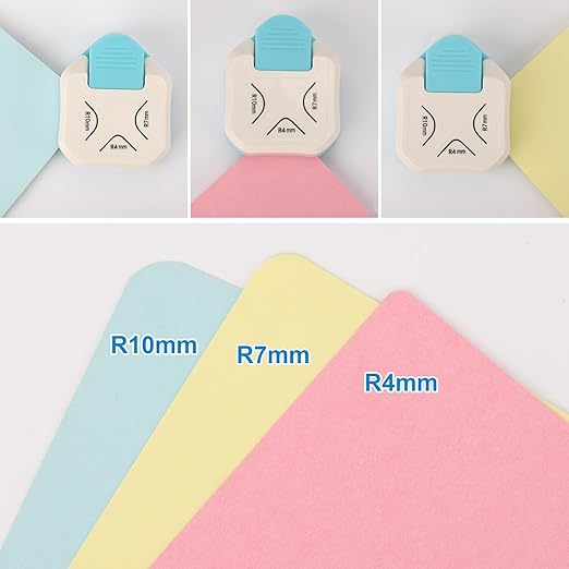 2PCS Paper Corner Rounder Corner Punch 3 in 1 Corner Cutter for Card Making, Laminate, Cardstock, Scrapbooking and Paper Crafts, Business Cards(4mm, 7mm, 10mm)