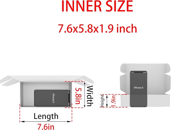 8x6x2 Shipping Boxes Set of 50, White Mailer Corrugated Cardboard Box | for Packaging, Literature, Packing, Mailing, Storage, Small Business, Moving, Gift, Supplies, Quick Fold, Tab Locking