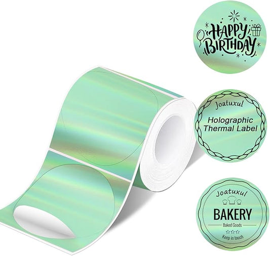 Thermal Labels, Compatible with T50M Pro/M110/M100/M220 Label Maker and Other 4x6 Thermal Printers for Shipping Barcode & Custom Stickers, Holographic Green, 2×2 inch