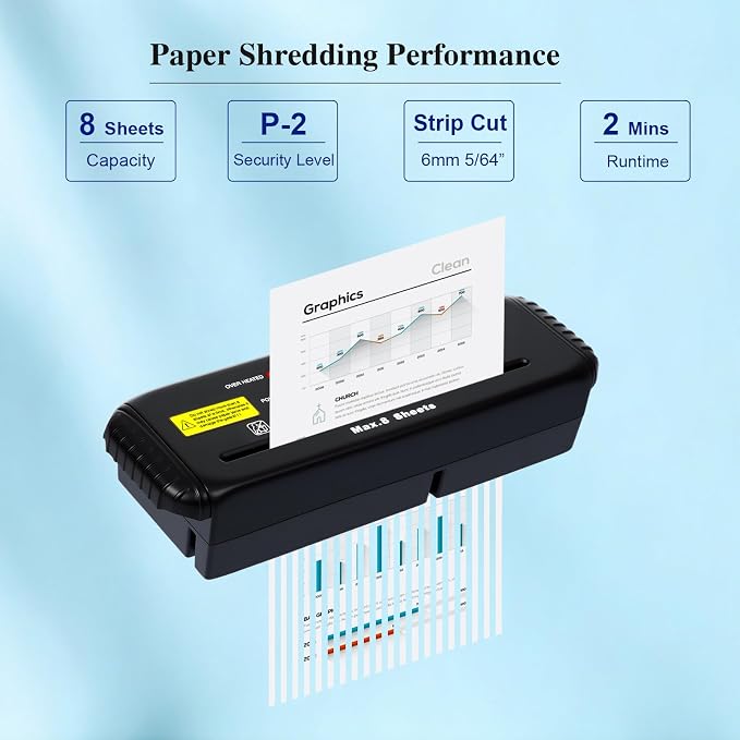 Wingwise 8 Sheets Paper Shredder for Home Office | No Basket, Extendable Arm, P-2, 2 Mins