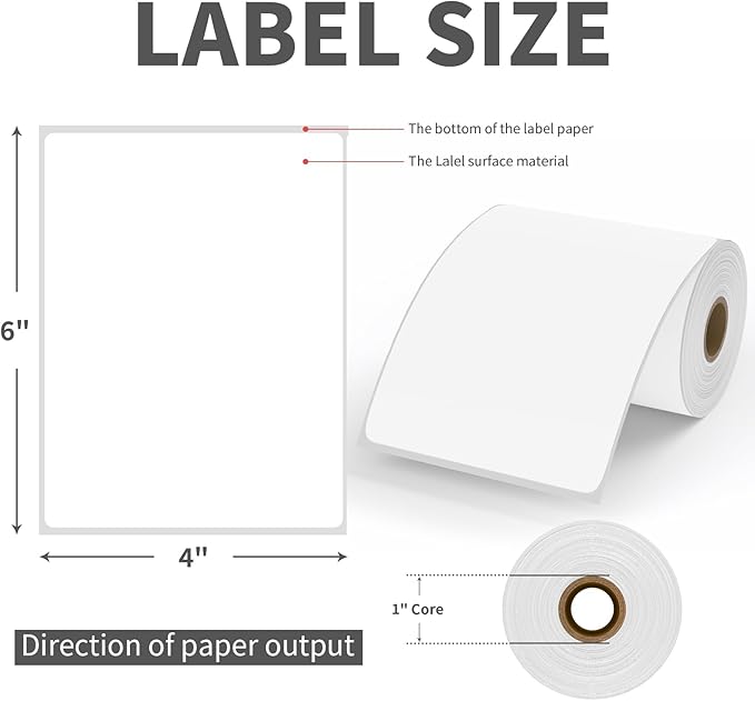 9527 Product 4x6 Blank Direct Thermal Shipping Labels for Zebra 2844 Zp-450 Zp-500 Zp-505 Direct Thermal Labels Printers, Eltron Printer, 250 Labels per Roll,Total 6 Rolls 1500 Labels