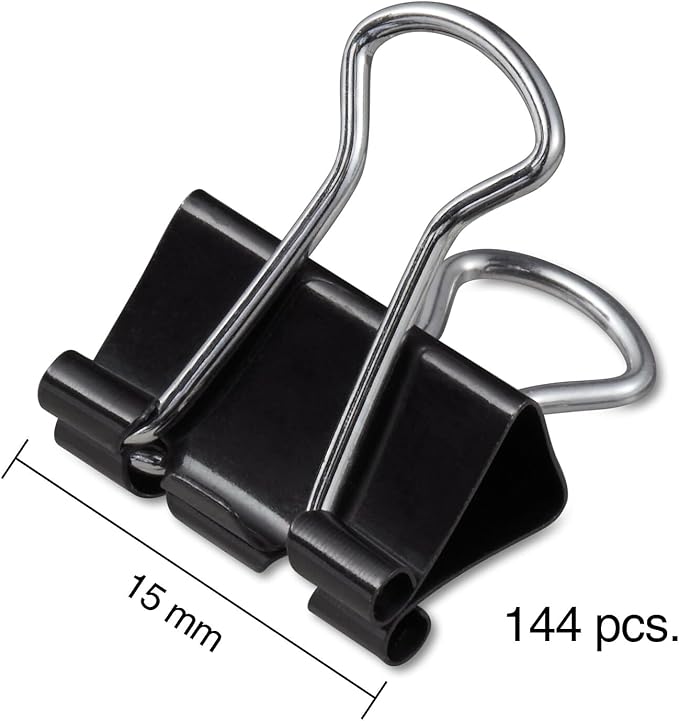 Staples Mini Binder Clips, 0.25 Inch Capacity, Black, 144 Pack | Extra-small clips for receipts, labels, and everyday paper sorting.