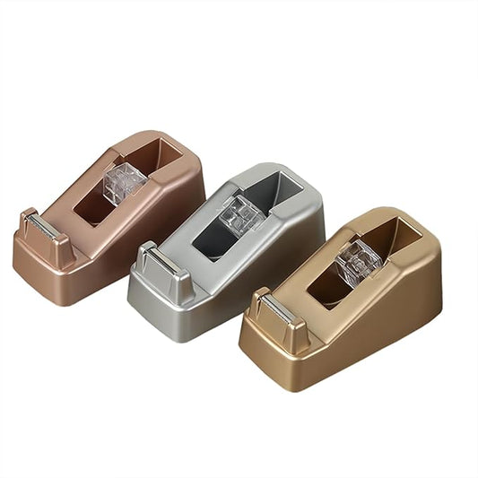 Small Desk Tape Dispenser Heavy Duty Cute Desktop Tape Dispenser with Weighted Non-Skid Base Suitable for 1 Inch Core Tape (Silver)