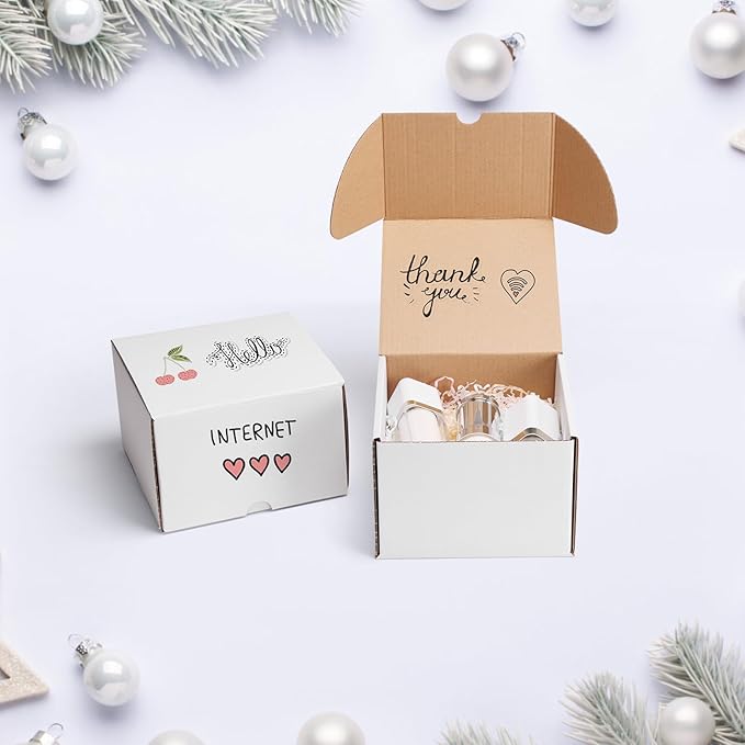 ZBEIVAN 6x6x4 White Shipping Boxes Set of 25, Corrugated Cardboard Mailer Boxes for Packaging Small Business Mailing Gifts