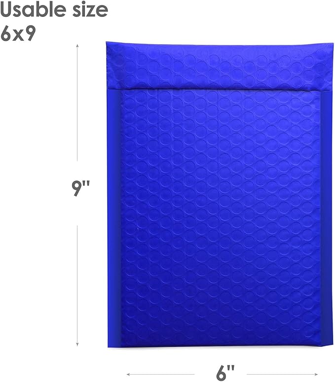 Metronic Blue Bubble Mailers 6x10 600 Pack Self-Seal Padded Mailer Usable Size 6x9'' Padded Envelopes, Bubble Mailers Bulk Package Packing Shipping Supplies for Small Business, Boutique