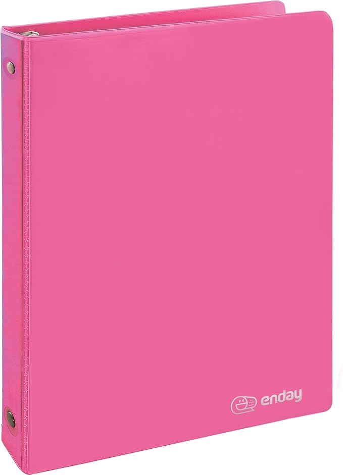 Enday 1/2 Inch Binder, Pink 3 Ring Binder, 0.5 Inch Heavy Duty Three Ring Binder, 100 Sheets Capacity - for Home School and Office
