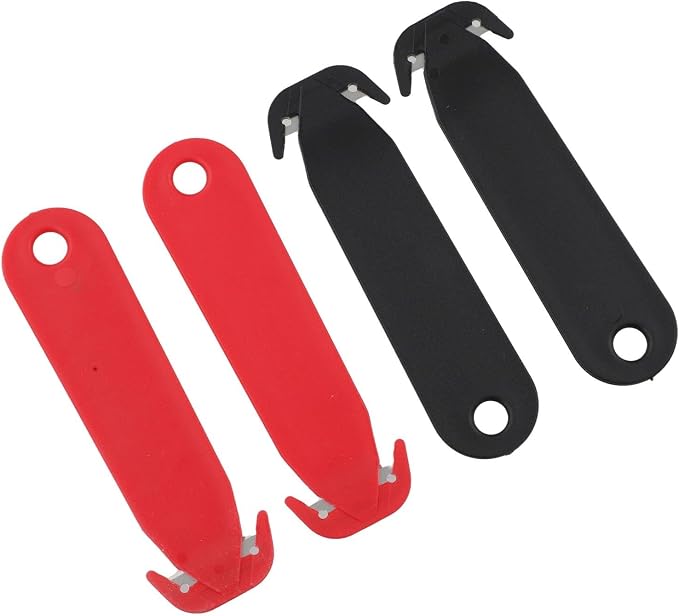 Double-Edged Safety Box Cutter for multi Tool with Stainless Steel Blade and Plastic Handle for Office Home Warehouse Dorm Room Package Opening Red Black 4 Pack Utility (black and white)