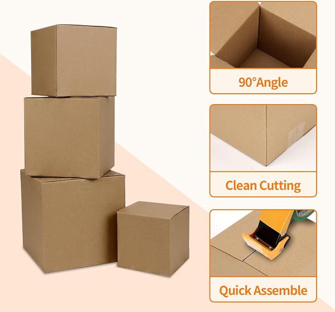 Hoikwo 20 Packs Shipping Boxes Mixed Sizes | 5 PCS Each of 5x5x5, 6x6x6, 7x7x7, 8x8x8 Brown Cardboard Box for Small Business Packaging and Mailing