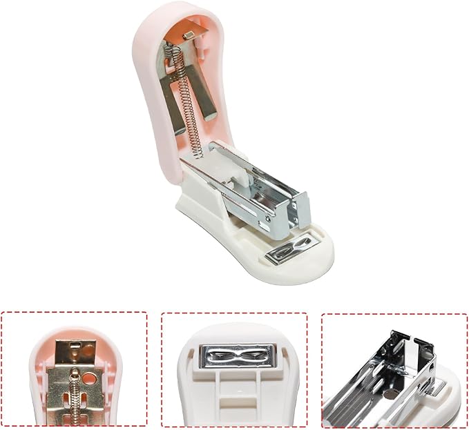 Lilaly 1 Pack Staplers for Desk Staplers, Blue Stapler, Miniature Stapler with Staples Staplers Office, Gift for Student or Office Use (Pink)