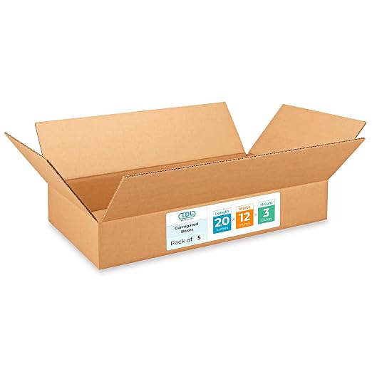 Large Shipping & Moving Boxes 20 x 12 x 3 inches (5-Pack) - Extra Strength 200 lb vs Regular - Corrugated Shipping Boxes for USPS/UPS/FEDEX - Moving Box Large - Box for Moving by IDL Packaging | Extra Strength 200 lb vs Regular - Corrugated Shipping Bo...