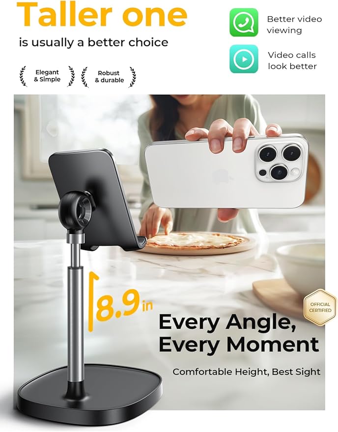 LISEN Cell Phone Stand Phone Holder for Desk Office Decor, Office Desk Accessories Women PC Gaming Essentials iPhone Stand Gadgets Men Gifts for Kids Fit OtterBox Case Switch iPad Air Tablet 4-10 in