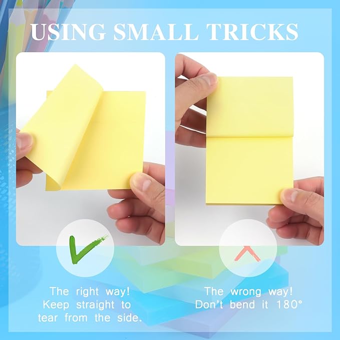Early Buy Sticky Notes 3x3 Inches, 6 Pastel Color, 100 Sheets/Pad, Repositionable Self-Stick Notes, for Office, School, Home