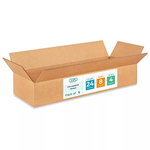 Large Shipping & Moving Boxes 24 x 8 x 4 inches (5-Pack) - Extra Strength 200 lb vs Regular - Corrugated Cardboard Boxes for USPS/FEDEX - Packing Box for Moving Large - Big Box by IDL Packaging | Extra Strength 200 lb vs Regular - Corrugated Cardboard ...