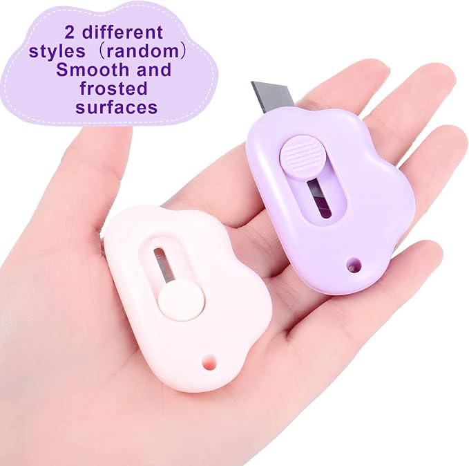 Zonon 6 Pieces Mini Cloud Letter Opener Retractable, Small Cute Box Cutter Keychain, Tiny Utility Retractable Knives Letter Opener for Envelope Package Carton Portable Key Chain Hole Slitter School