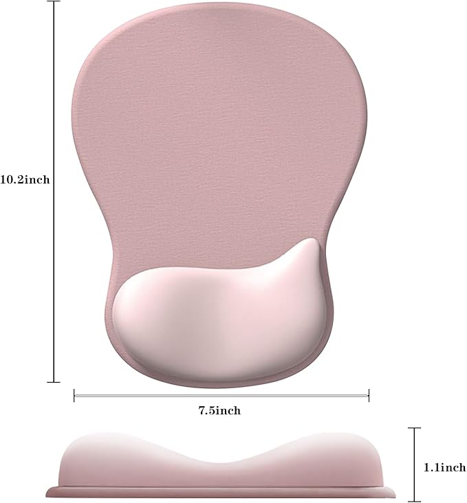 Mouse Pad with Wrist Rest,Ergonomic Mouse Pad with Comfortable Gel Wrist Rest Support and Non-Slip PU Base for Easy Typing Pain Relief, Durable and Washable (Gradient Pink White)