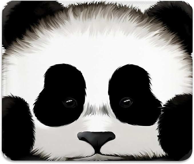 Close-up of a Panda's Face Mouse Pad, Adorable Giant Panda Desk Mat | Cute Mousepad Stitched, Anti-Slip Base Smooth Surface, 9.5 x 7.9 Inches