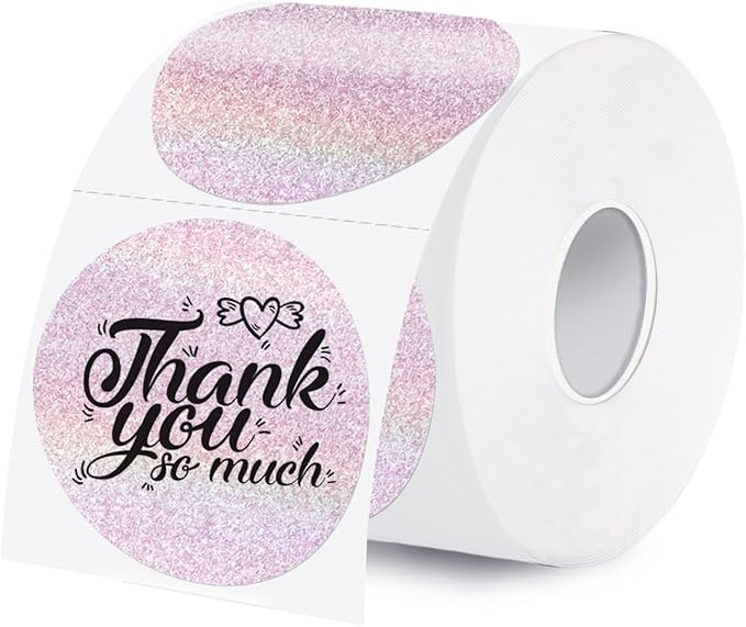 2 Inch Holographic Thermal Labels,Pink Round Thermal Printer Labels,Printable Round Thermal Printer Labels Self-Adhesive Direct Thermal Label(300 Labels/Roll Pink)