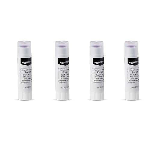 Amazon Basics Purple Washable School Glue Sticks for Classroom Supplies and DIY Art, Dries Clear, 0.21 oz Stick, 4-Pack