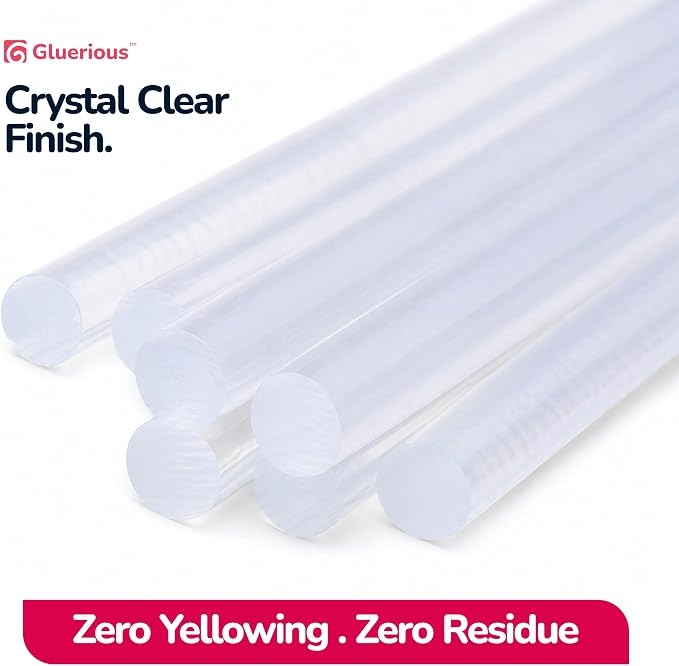 Gluerious Mini Hot Glue Gun Sticks, 200 Pack - 4" Length, 0.27" Diameter for Small Glue Guns - Bulk Clear Glue Sticks for Crafts, Wreaths, Home Decor, School Projects and Repairs