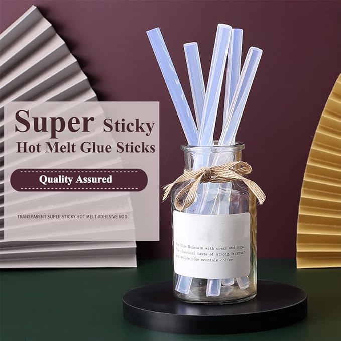 MONVICT Hot Glue Sticks, Pack of 50 (1.65lbs) 6"Long 0.43" Diameter Full-Size Hot Glue Gun Sticks Art Glues Pastes Hot Melt Sticks for Most Large Glue Guns, Clear Glue Sticks for DIY, Arts & Crafts
