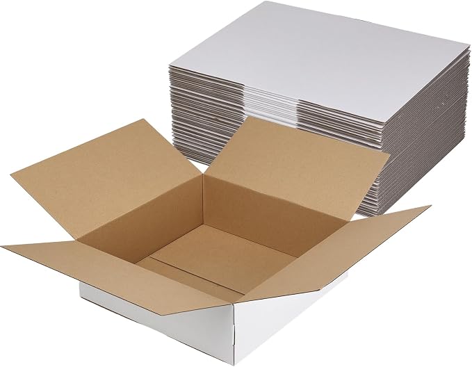 Hoikwo 12x12x4 Shipping Boxes Set of 25 | White Corrugated Cardboard Box for Small Business for Packaging Mailing